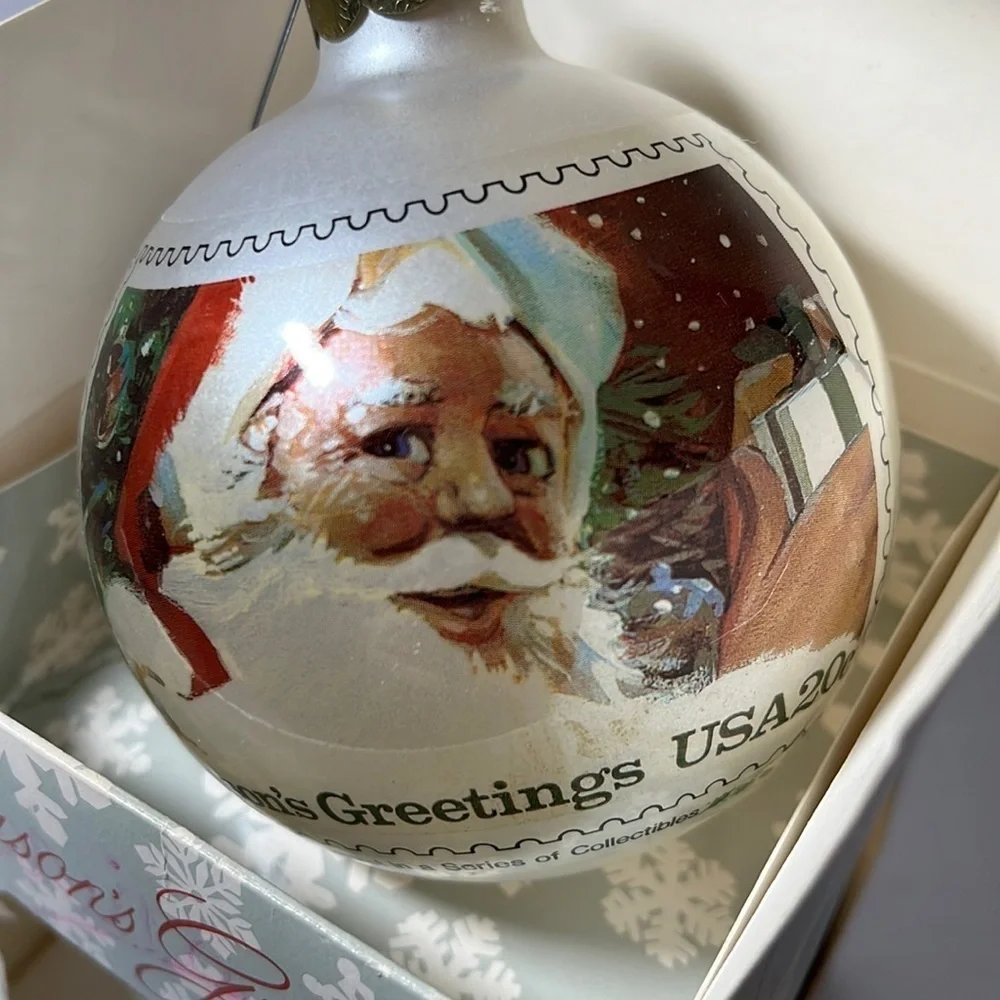 Stamp Design Season’s Greetings 1983 Collectors Edition Glass Ball Ornament USPS